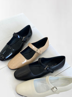 JUE美头型 高质感复古玛丽珍全皮基础舒适纯色青年欧美女单鞋5467