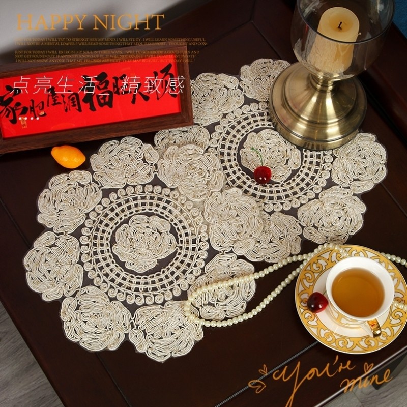 刺绣餐垫台面吸水隔热垫咖啡机茶杯花瓶底座高级感布艺餐垫小桌垫