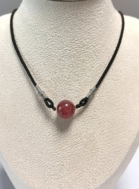 D1376# 天然鸽血红草莓晶吊坠锁骨链13.5mm