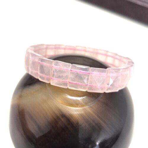 S472# 天然粉水晶樱花粉手排 手牌 手围17cm
