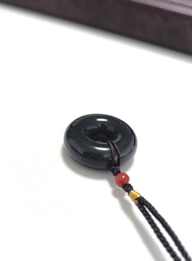 D1239# 天然和田玉青玉甜甜圈平安扣吊坠21.5*7.8mm