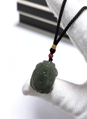 D1166# 天然和田玉龙龟吊坠锁骨链23*17.3*9mm