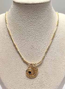 D1510# S925通体纯银精工镶嵌蓝宝石吊坠22*17.5*3.5mm 配证书