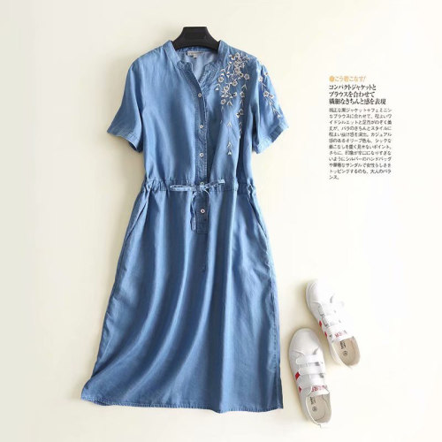 牛仔衬衫裙夏季新款天丝连衣裙