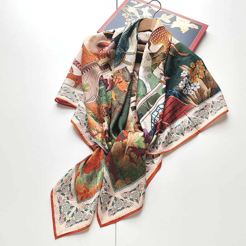 140桑蚕丝花罗真丝大方巾美无艳