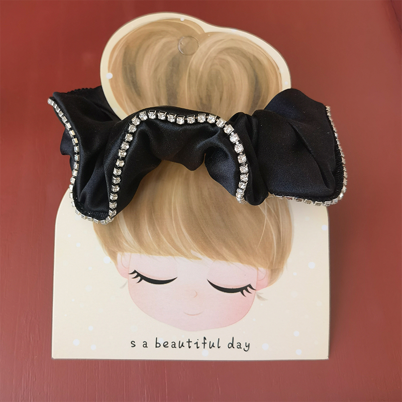 【HL】手工镶珠法式宽边重磅真丝发圈马尾圈不缠绕头