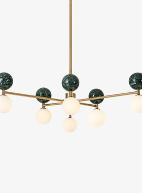 意式轻奢绿色大理石魔豆客厅吊灯设计师极简中古包豪斯客厅主灯