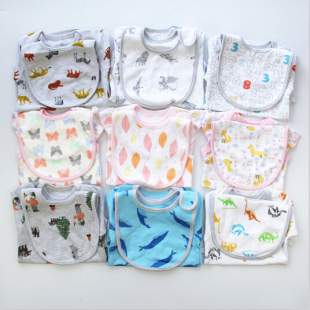 卡通三角爬服 婴儿服装 长袖 哈衣 清仓 围嘴套装 夏款