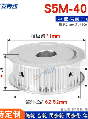 S5M两面平 同步轮 S5M40齿40T 槽宽21AF型 同步皮带轮 可定制加工