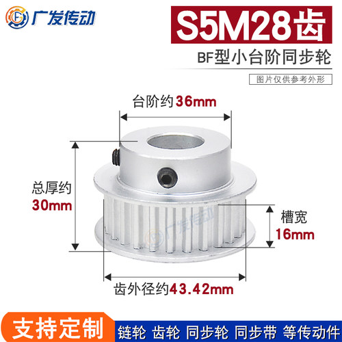 S5M28齿同步轮16BF型凸台阶
