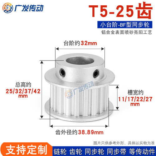 T5-25齿BF/K型凸台同步带皮轮