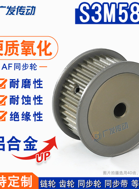 硬质氧化S3M58齿/T同步带轮 槽宽17 AF型两面平皮带轮 精工成品孔
