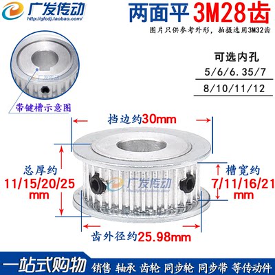 同步皮带轮3M28齿两面平