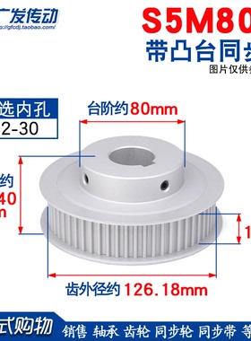 S5M同步轮 S5M80齿80T 槽宽16/21 BF型小台阶/凸台阶同步皮带轮