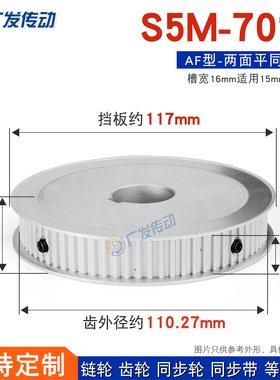 S5M两面平 同步轮 S5M70齿70T 槽宽16AF型 同步皮带轮 可定制加工