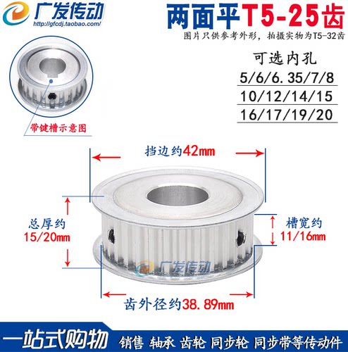 T5-25齿/T两面平同步轮