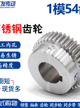 304不锈钢齿轮1模54齿1M54T带凸台阶直齿轮正齿轮齿条 精工成品孔