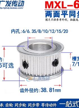 两面平MXL60齿同步皮带轮 槽宽7/11 内孔6/6.35/8/10/12/15/19/20