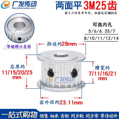 同步带皮带轮3M25齿两面平