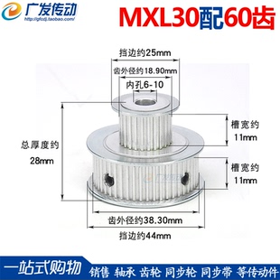 雙排雙齒并列兩排組合 雙聯(lián)同步輪 MXL30配60齒 倍數(shù)轉換皮帶輪