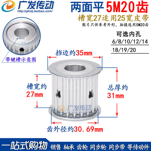 两面平同步5m20齿/t皮带轮