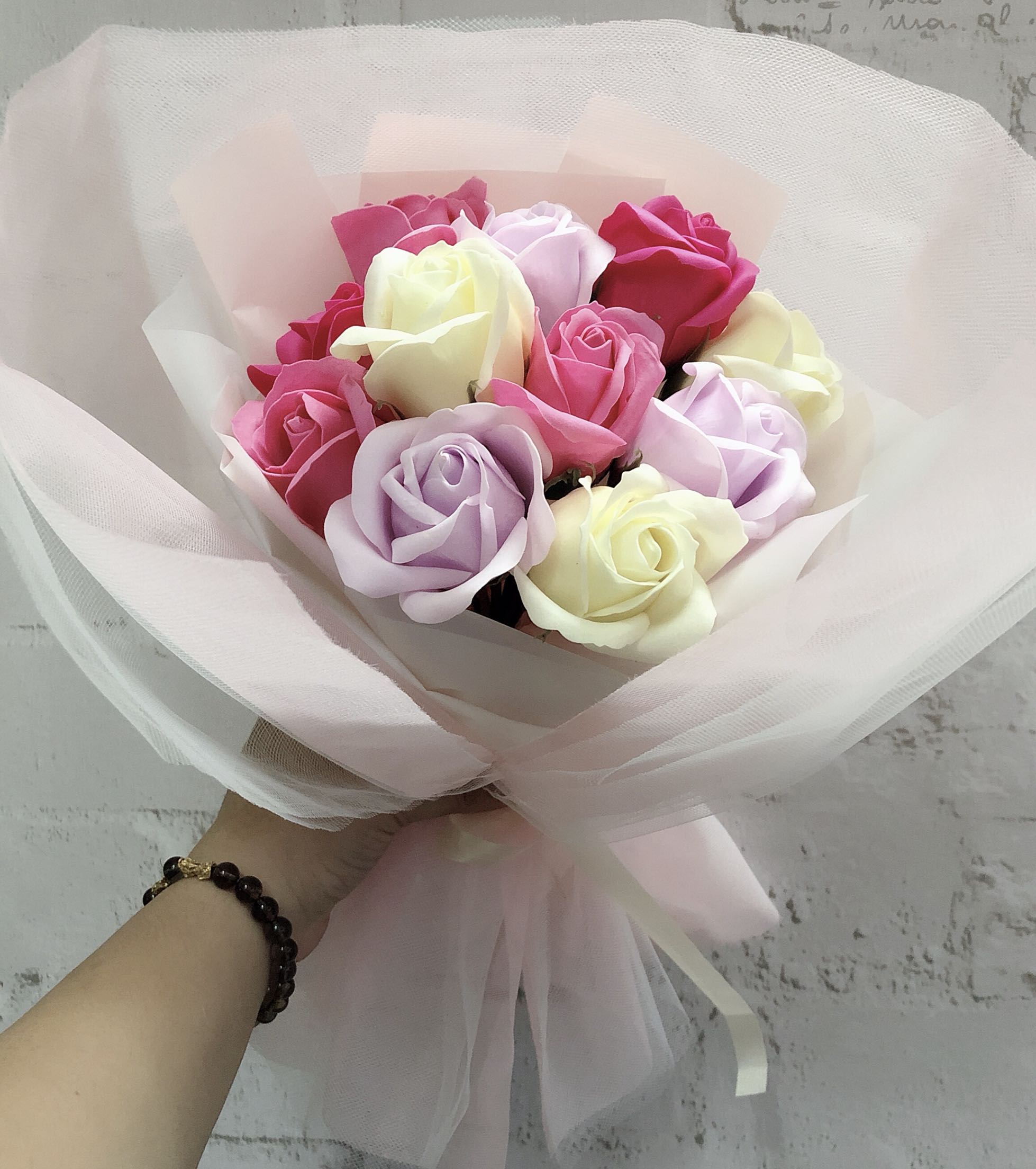 韩式花束浪漫带香味香皂玫瑰花向日葵花束纱面公主花束毕业花束