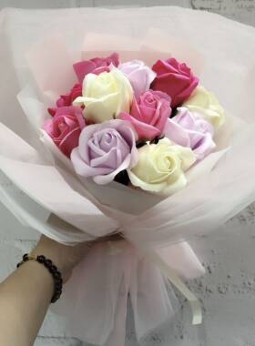 韩式花束浪漫带香味香皂玫瑰花向日葵花束纱面公主花束毕业花束