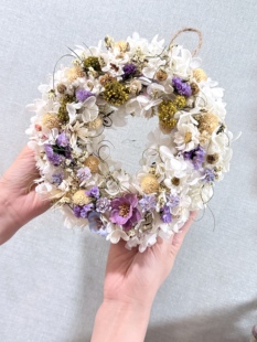 森系乡村清新自然风永生绣球日本进口卷草小雏菊花环壁饰装饰花艺