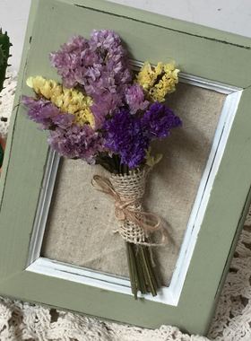 复古做旧风淡绿实木勿忘我相框