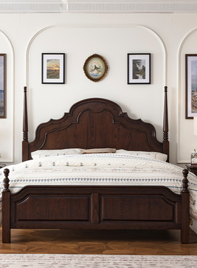 安娜床实木大床主卧法式实木床1米8白蜡木双人床180x200美式1.5