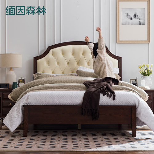 缅因丨轻奢皮床美式实木