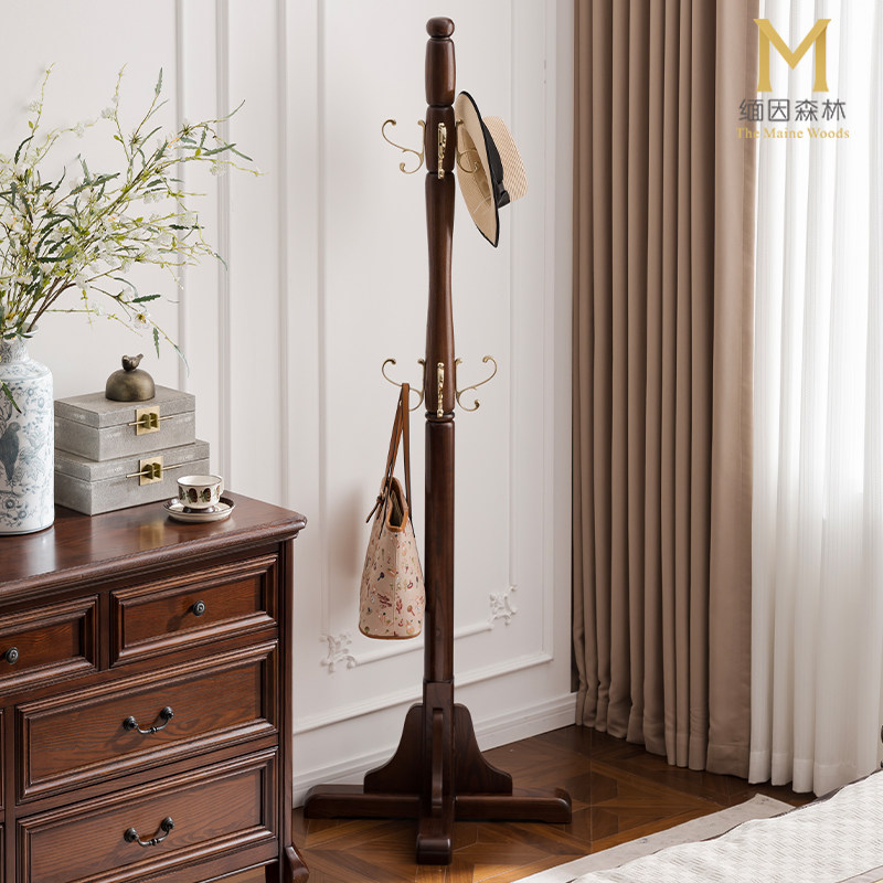 挂衣架落地卧室衣服挂架置物架实木衣帽架卧室衣架家用高端门口