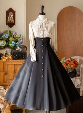 【森林启示】森林衣橱原创复古大摆优雅鱼骨春秋CLA百搭半裙