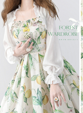 【森林之筐3.0】原创印花CLA夏优雅复古典JSK日常lolita薄连衣裙