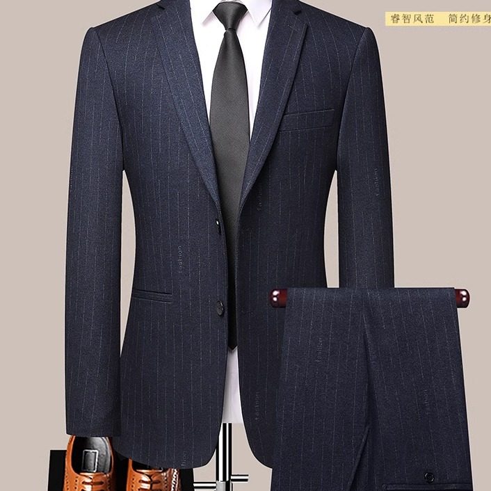 2024新款套装西装条纹高档商务休闲男中青年西服商务上班外套男,男装,西服套装,淘宝优惠券,粉丝福利购,淘宝优惠卷