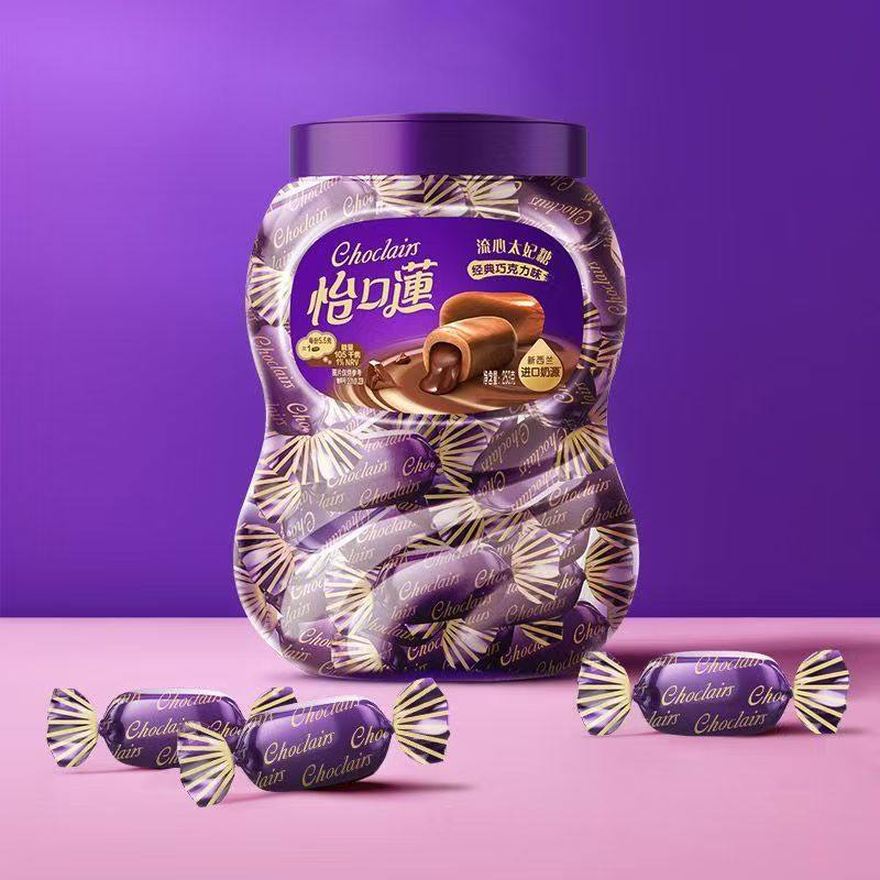 怡口莲253g太妃糖经典巧克力味流心榛仁巧克力味夹心喜糖罐装,零食/坚果/特产,焦糖/太妃糖,淘宝优惠券,粉丝福利购,淘宝优惠卷