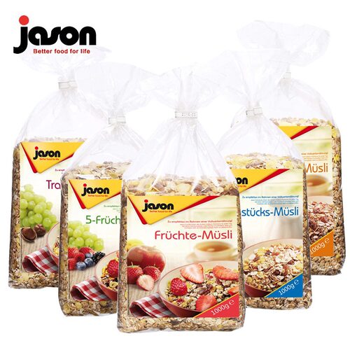 德国进口 捷森 jason 五种水果燕麦片 500g 冲饮快煮早餐健身代餐