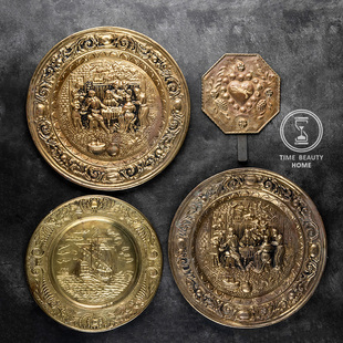 装 古董复古VINTAGE 黄铜英国挂盘 INS 饰家饰软装 L组 2.25 欧式