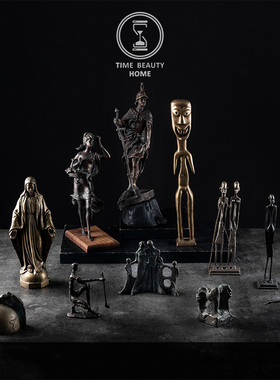 黄铜人物雕塑摆件美式