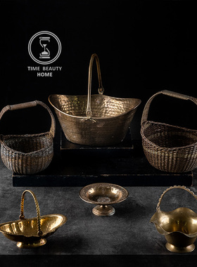 2.1 新 N组 欧美 黄铜篮子碗器 旧物vintage 摆西洋古董软装INS