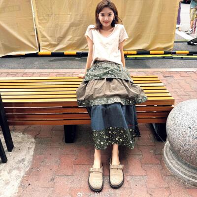 AMV现货AmericanVintage章若楠同款法式宽松竹节棉V领短袖上衣T恤