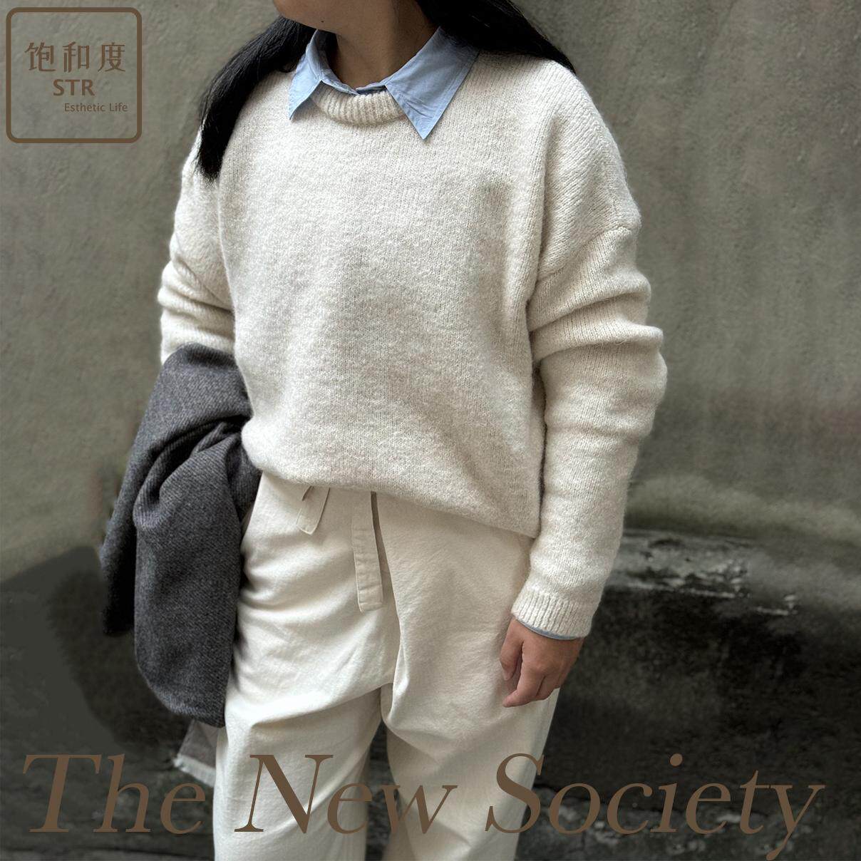 国内现货 西班牙The New Society 柔软纯色罗纹圆领毛衣 Calgary