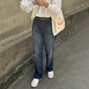 国内现货法国sessun水洗牛仔裤百搭高腰阔腿直筒复古裤Bay cruise