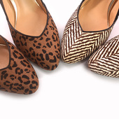 公司出口2019秋冬圆头浅口欧美优雅牛毛羊反绒拼色豹纹高跟女单鞋