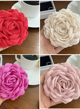 法式复古简约立体玫瑰花朵胸针别针气质优雅喜庆大红色胸花配饰女