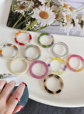 ins复古百搭细款醋酸戒指