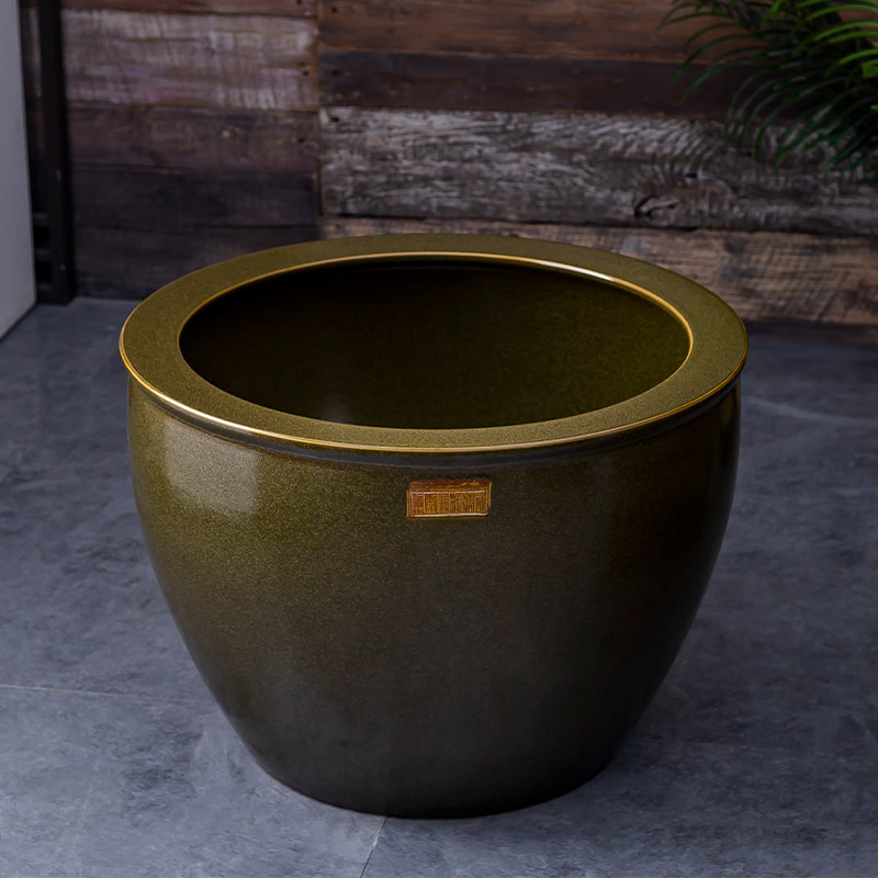 大水缸腌肉缸储水用陶瓷腌菜缸家用养鱼庭院睡莲荷花老式发酵陶缸