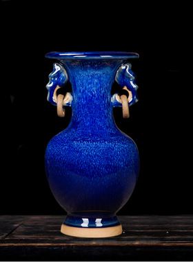 现代新中式陶瓷钧瓷花瓶客厅酒柜博古架装饰品摆件书房桌面摆设品