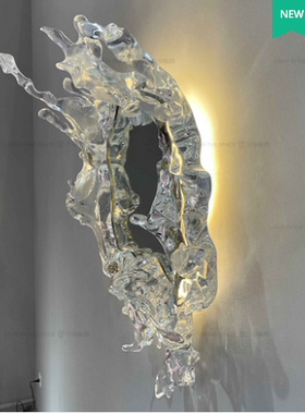 现代壁灯轻奢设计师创意水滴瑞水之镜艺术背景墙客厅灯