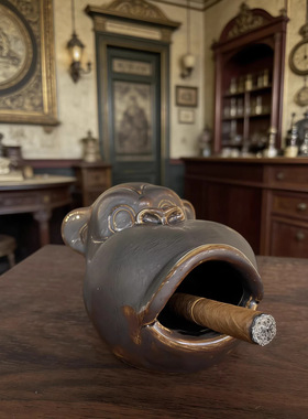 复古创意烟灰缸家居酒吧KTV办公客厅美式雪茄摆件轻奢可爱创意陶